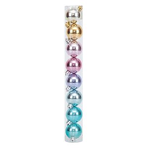 Bolas em Tubo Rainbow Lisa 10cm - 08 unidades - Cromus Natal - Rizzo Balões