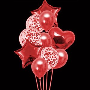 Kit Buque Balões Vermelho - Buque com 10 Balões - Partiufesta - Rizzo Balões
