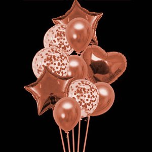 Kit Buque Balões Rose Gold - Buque com 10 Balões - Partiufesta - Rizzo Balões