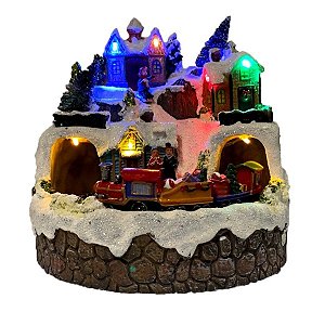 Enfeite de Natal Cerâmica Luminoso Musical 19x19cm - 1 Unidade - Rizzo