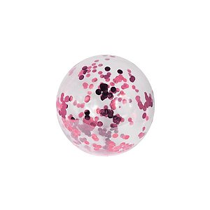 Balão Bubble Transparente com Confete Bolinha Rosa - 11" 26cm - 01 Unidade - Partiufesta - Rizzo