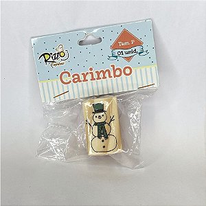 Carimbo Artesanal de Madeira - Natal - Boneco de Neve P - 1 UN - Rizzo
