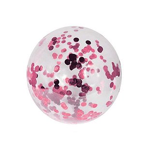 Balão Bubble Transparente com Confete Bolinha Rosa - 18" 45cm - 01 Unidade - Partiufesta - Rizzo
