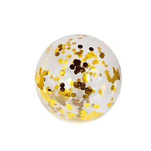 Balão Bubble Transparente com Confete Bolinha Amarelo - 18" 45cm - 01 Unidade - Partiufesta - Rizzo