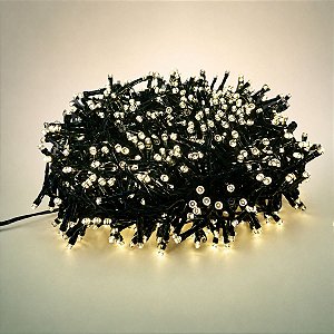 Cordão de LED Pisca Pisca Luz Quente Clara com Fio Verde 1000 Leds com Strobos - 20m Bivolt - 1 unidade - Cromus - Rizzo