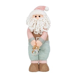 Papai Noel Segurando Bola de Natal Azul e Rosa - 01 unidade Cromus Natal - Rizzo