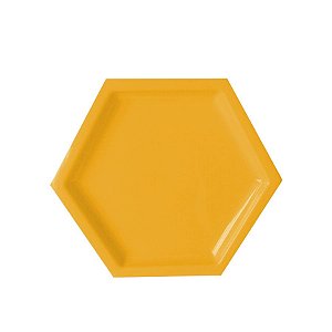 Bandeja Hexagonal Amarelo 22cm 01 unidade Art Lille Rizzo