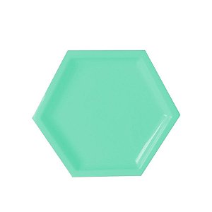 Bandeja Hexagonal Azul Tiffany 22cm 01 unidade Art Lille Rizzo