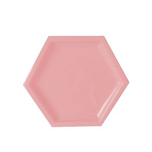 Bandeja Hexagonal Rosa 22cm 01 unidade Art Lille Rizzo