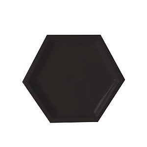Bandeja Hexagonal Preto 22cm 01 unidade Art Lille Rizzo