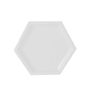 Bandeja Hexagonal Branco 22cm 01 unidade Art Lille Rizzo