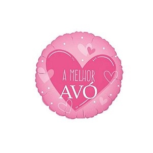 Balão Metalizado Redondo "A Melhor Avó" 18" 45cm 01 Unidade Cromus Rizzo Balões