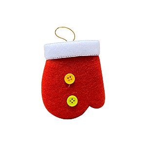 Enfeite de Natal para Pendurar de Tecido 8cm - Luva Natalina Botões  - 01 Unidade - Rizzo