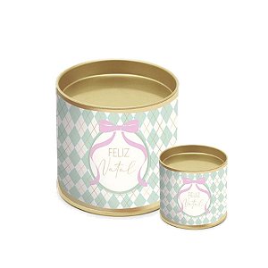 Lata para Panetone Hot Stamping Candy Feliz Natal - Verde - 01 Unidade - Cromus - Rizzo