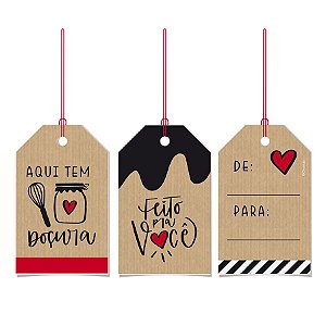 Tags De Para com Cordão 5x8cm - Kraft Doçura - 12 unidades - Cromus - Rizzo