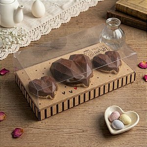 Caixa para Coração Lapidado 200g /18g / 18g - Kraft Doçura - 06 Unidades - Cromus -