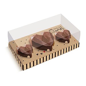 Caixa para Coração Lapidado 200g /18g / 18g - Kraft Doçura - 06 Unidades - Cromus -
