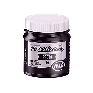 Corante em Pó Alimentício  Aveludado Fosco 3g - Preto - 01 unidade - Mix - Rizzo