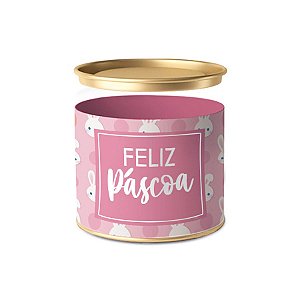 Lata para Bombons 7x10cm - Coelhinhos Rosa - 01 Unidade - Cromus Páscoa -