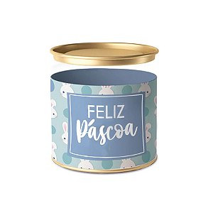 Lata para Bombons 7x10cm - Coelhinhos Azul - 01 Unidade - Cromus Páscoa -