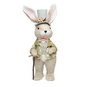 Coelho Decorativo de Veludo Roupa Verde - Cromus - 01 un - Rizzo