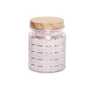 Pote de Vidro Quadriculado Rosa com Tampa 280 mL - Cromus - 01 un - Rizzo