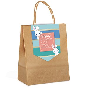 Sacola de Papel com Fechamento - Coelhinhos Azul - 10 Unidades - Cromus Páscoa - Rizzo