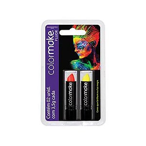 Batom Fluorescente Cartela C/2 Unidades Vermelho/Amarelo 3,5g - 1 unidade - ColorMake - Rizzo Balões
