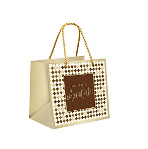 Sacola Premium para Caixa Meio Ovo 22x16,5x20cm Tons de Chocolate - 01 Unidade - Cromus Páscoa -
