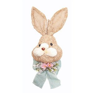 Enfeite para Pendurar Cabeça de Coelho Azul - 25cm x 10cm x 6cm - 1 unidade - Cromus Páscoa -