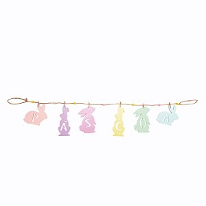 Cordão Decorativo para Pendurar Coelhinhos Páscoa - 16cm x 95cm x  - 1 unidade - Cromus Páscoa -