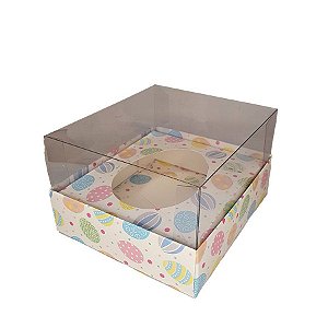 Caixa Ovo de Colher - Meio Ovo de 350g - 20,5cm x 17cm x 9,7cm - Ovos Coloridos - 5unidades - Assk - Páscoa Rizzo