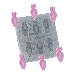 Molde de Silicone Múltiplo de Seis Cenourinhas Páscoa - Ref. 7 - 01 unidade - Flexarte - Rizzo