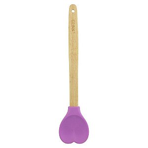 Colher Coração de Silicone e Madeira - Roxa - 1 unidade - Clink - Rizzo