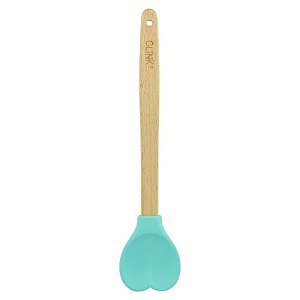 Colher Coração de Silicone e Madeira - Verde - 1 unidade - Clink - Rizzo