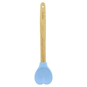 Colher Coração de Silicone e Madeira - Azul - 1 unidade - Clink - Rizzo