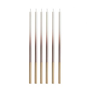 Vela Palito Gigante Dégradé Pérola com Rose Gold 15 cm - 1 unidade Pct. c/ 6 unidades - Rizzo