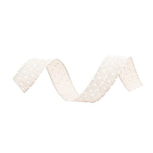 Fita de Juta Decorativa Aramada - Poá Marfim e Branco - 3cm x 914cm - 1 Unidade - Cromus - Rizzo