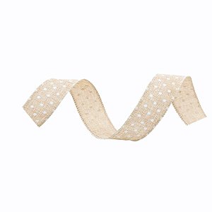 Fita de Juta Decorativa Aramada - Poá Marrom e Branco - 3cm x 914cm - 1 Unidade - Cromus - Rizzo