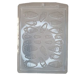 Forma de Acetato Simples - Aplique de Chocolate Cenourinhas - Ref. 5034 - 1 unidade - Crystal - Rizzo