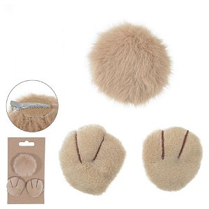 Acessório de Páscoa para Cabelo Pompom e Patinhas - Bege - 1 unidade - Rizzo