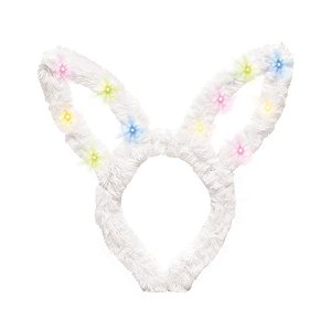 Tiara Orelhas de Coelho de Páscoa Branca com LED - 1 unidade - Cromus -