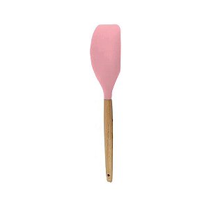 Espátula Raspadora em Silicone com Cabo de Madeira 32 cm - Rosa Nude - 1 unidade - Wellmix - Rizzo