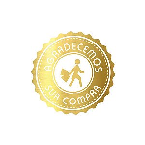 Adesivo "Agradecemos sua Compra" - Hot Stamping - Dourado - 1 unidade Pct. c/ 50 unds. - Stickr - Rizzo