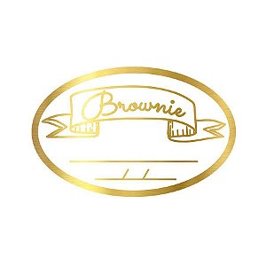 Adesivo "Faixa Brownie com Validade" - Hot Stamping - Dourado - 1 unidade Pct. c/ 100 unds. - Stickr - Rizzo