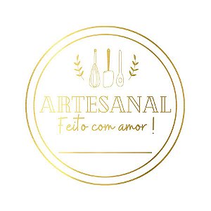 Adesivo "Artesanal Feito com Amor" - Hot Stamping - Dourado - 1 unidade Pct. c/ 50 unds. - Stickr - Rizzo