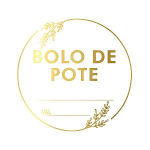 Adesivo "Bolo de Pote" - Hot Stamping - Dourado - 1 unidade Pct. c/ 50 unds. - Stickr - Rizzo