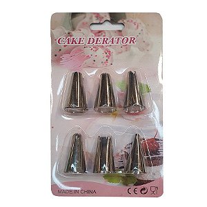 Bico de Confeitar para Decorar kit com 6 peças em Aço Inóx - 01 Unidade - Rizzo