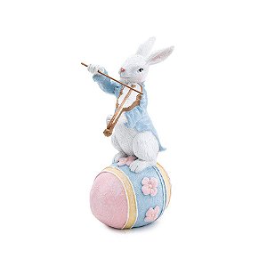 Resina Decorativa de Páscoa Coelho Tocando Violino - 1 unidade - Cromus