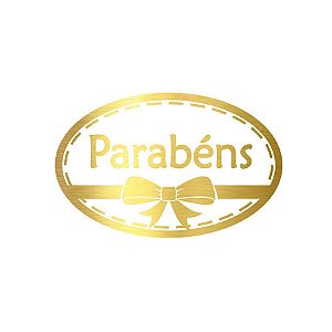 Adesivo "Parabéns" - Ref. 2026 - Hot Stamping - Dourado - 1 unidade Pct. c/ 100 unds. - Stickr - Rizzo